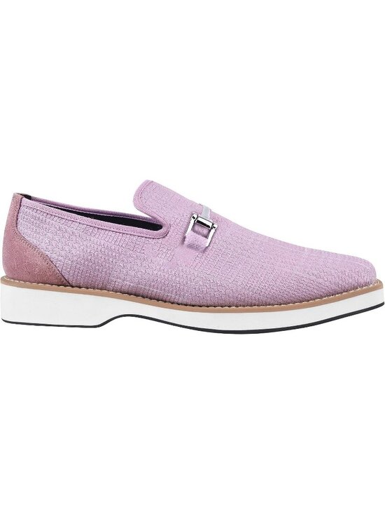 LIBERTYZENO Men\'s Lilac Canvas Textile Suede Leather Loafer Tuxedo Slip On Shoes main image 5